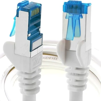Immagine di 1aTTack.de 0,5m bianco 1 pezzo Rete Cavi Cat6a S FTP CAT 6a doppia schermatura certificato GHMT PIMF 500MHz 10000 Mbit/s