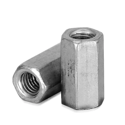 Immagine di DOJA Industrial Dado Esagonale Lungo con Barra Filettata M6 8 Pezzi Dadi di Giunzione in Acciaio Galvanizzato Accoppiamento per: Elementi Fissaggio per Casa, Ufficio, Industria