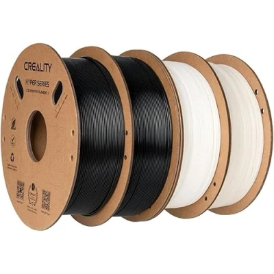 Immagine di Creality Hyper PLA Filamento Stampante 3D 1,75 mm, 2kg, Stampa ad Alta Velocità, Precisione Dimensionale +/ 0,03 Maggior per Stampanti e Penne (Nero*1KG*2 Pezzi+Bianco*1KG*2 Pezzi).