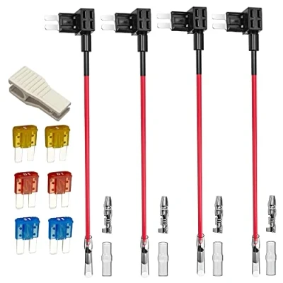 Immagine di Gebildet 4pcs 12V 24V Micro 2Portafusibili a Lama con 16AWG Filo ACZ, Add circuit Fusibili Tap, 6pcs 2 (5A 10A 15A) e Estrattore di