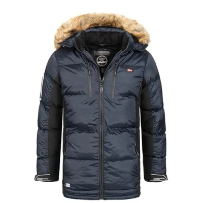 Immagine di Geographical Norway Danone Men Giacca Uomo Imbottita Calda Autunno Invernale Cappotto Caldo Giacche Antivento A Maniche Lunghe Abito Ideale Per Uomini (MARINO XXL)