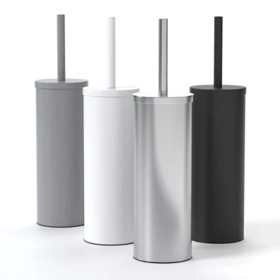 Immagine di SAVEGA Scopino WC in silicone acciaio inox con supporto discreto Spazzola di alta qualità paraspruzzi Porta antibatterica (argento)