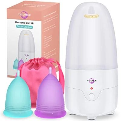 Immagine di YTYOMUR Sterilizzatore a Vapore per Coppette Mestruali con 2 Riutilizzabili, Kit di Lavaggio Detergente Coppe