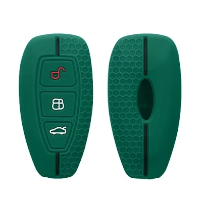 Immagine di kwmobile Custodia Coprichiave Compatibile con Ford 3 tasti Keyless Go Cover Copri Telecomando Chiave Auto Chiavi Macchina verde scuro/nero