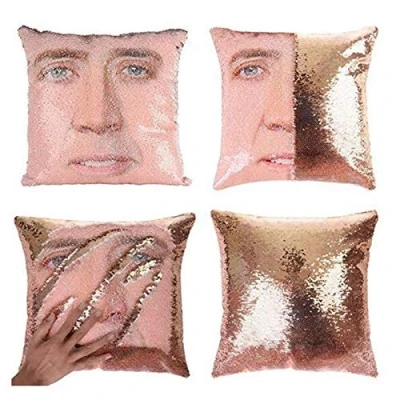 Immagine di LYX Nicholas Cage Mermaid Paillettes o un&#039;immagine, Magico Cuscino di tiro Copertura Decorativa Color Cuscino, Due Colori (Color : D)