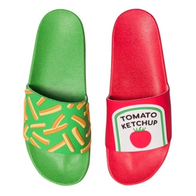 Immagine di Dedoles Ciabatte Donna Uomo &amp; Bambini Sandali per Spiaggia e Piscina con tanti Design Patatine Fiori Volpe Lama Nuvole Ketchup Regalo, Color: fritte ketchup, 43 EU
