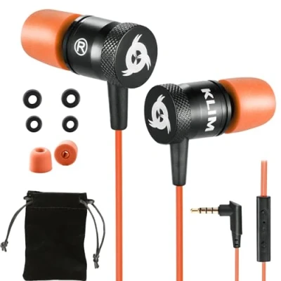 Immagine di KLIM Fusion Auricolari con Microfono + Audio di Alta qualità Cuffie Lunga Durata Memory Foam Garanzia 5 Anni Jack 3.5 mm per iOS Android PC Console Nuova Versione 2023 Arancione