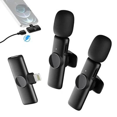 Immagine di Microfono per iPhone, Gimpro MS1X(A)【Lightning】Microphone Lavalier Senza Fili iPhone iPad Con 2TX e 1RX Registrazione Tiktok Youtube Facebook Instagram, Wireless