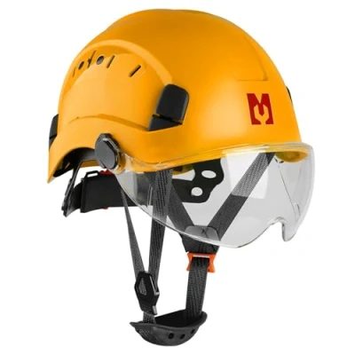 Immagine di Mustbau Casco di Sicurezza EN397, Cappello Rigido con Banda Assorbente e Visiera, Regolabile da 53 a 63cm, Materiale ABS Resistente Per Uomini Donne Giallo