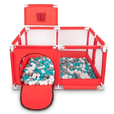 Immagine di Selonis Recinto Per Bambini Con 100 Palline Colorate 6 Cm, Rosso:Grigio/Bianco/Turchese