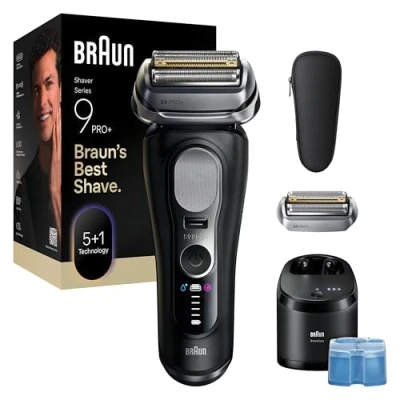 Immagine di Braun Serie 9 PRO + Rasoio Elettrico Barba, Wet&amp;Dry, 5+1 Lame di Precisione Ultra Sottili, Regolabarba Uomo, 60 Min Utilizzo, Testina Ricambio, Stazione SmartCare 6in1, 9660CCPS, Nero