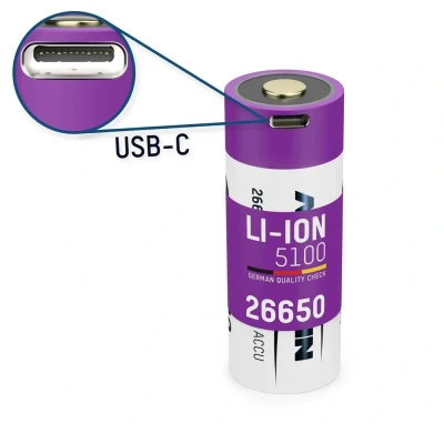 Immagine di Ansmann 26650 USB C Batteria ricaricabile ® Li Ion 3.6 V 5100 mAh