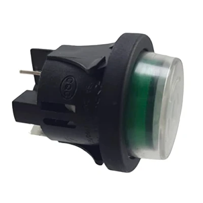 Immagine di Interruttore a pressione PS18 16 con copertura impermeabile, diametro di incasso 25 mm, 250 V, A, verde, illuminato push EIN, spina piatta 6,3 mm