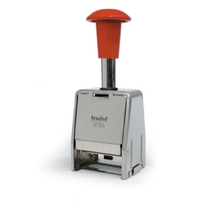 Immagine di Trodat Timbro Numeratore Fisso o Progressivo, Autoinchiostrante Automatico, 5756/M struttura in Metallo, Altezza caratteri 5,5 mm, Font Roman, 6 Cifre, 8 Regolazioni, Cartuccia colore Nero Inclusa