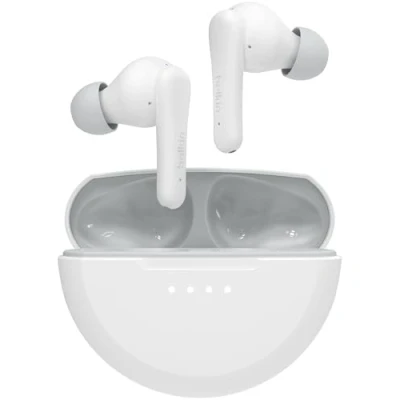 Immagine di Belkin SoundForm Nano 2 auricolari Bluetooth per bambini con microfono, batteria di 28 ore, volume sicuro 85 dB, resistenza all&#039;acqua (IPX5), iPhone, iPad, Galaxy Bianco