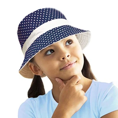 Immagine di TOSKATOK UPF 50+ Cappello da Sole a Secchiello Reversibile in Cotone Pois Ragazza