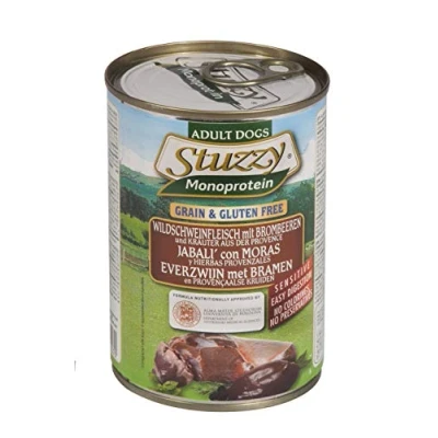 Immagine di Stuzzy, Cibo Umido per Cani Adulti al Cinghiale, Monoproteico in Patè (6 Lattine da 400g)