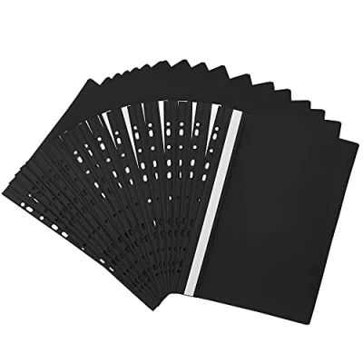 Immagine di Netuno 20 cartelline trasparenti colorate nero formato A4 210x 297 mm buste a foratura in polipropilene per raccoglitore ad anelli perforate plastica proteggere i documenti