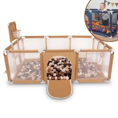 Immagine di Selonis Recinto Per Bambini Con 100 Palline 6 Cm, Playground Box, Beige: Beige Pastello/Rame/Bianco/Nero
