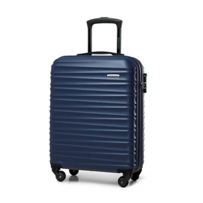 Immagine di WITTCHEN GROOVE Line Stabile Valigia da cabina Bagaglio a mano piccola Trolley Viaggio Rigido in ABS 4 Ruote Serratura Combinazione Manico Telescopico Taglia S Blu scuro