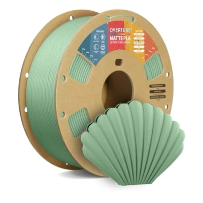 Immagine di OVERTURE Filamento Matte PLA 1.75mm, 1kg Bobina (2.2lbs) Opaco Filamenti per Stampante 3D, Neatly Wound Precisione Dimensionale +/ 0.02 mm, Verde Chiaro