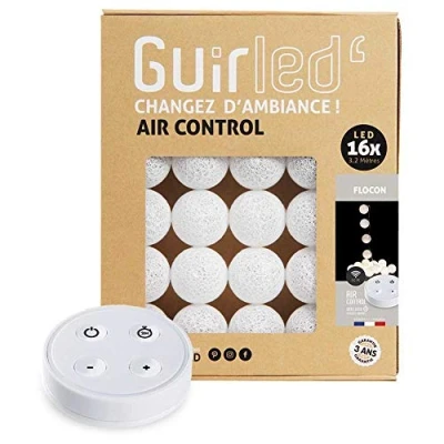 Immagine di Ghirlanda luminosa a sfera in cotone con LED USB Telecomando wireless Caricatore doppio 2A incluso 4 intensità 16 sfere Flocon