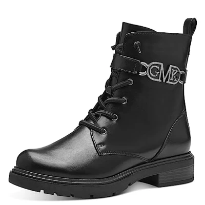 Immagine di MARCO TOZZI by Guido Maria Kretschmer Stivaletti Donna con Lacci in Pelle Sintetica Invernali, Nero (Black/Gun Mtl), 42 EU