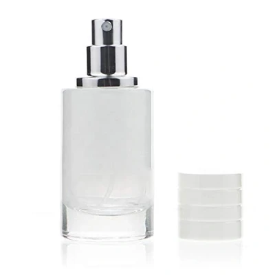 Immagine di Flacone cilindrico vuoto per profumo, colore sfumato, bottiglietta in vetro, con fine nebulizzatore, 30ml, bianco