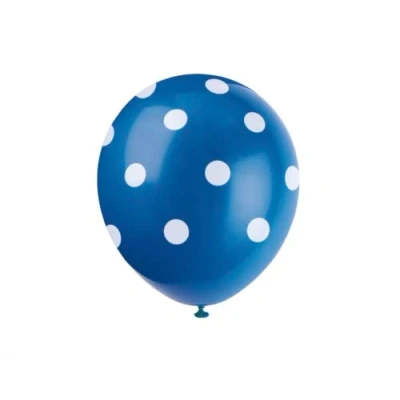 Immagine di Unique Dots Printed Lattice Baloons Palloncini per Feste in Set da 6, Blu (Reale), Confezione 57594