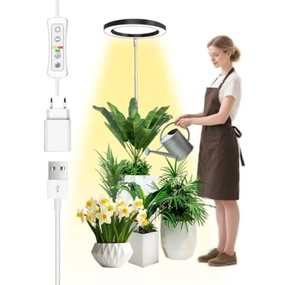 Immagine di Lampada per la crescita delle piante d&#039;interno, LED Grow Light Full Spectrum, altezza regolabile, timer automatico, bassa tensione di sicurezza da 5 V, idea grandi luminose