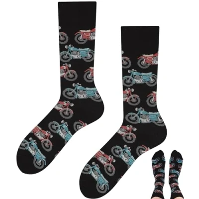 Immagine di TODO Colours Calzini divertenti con motivo Multicolori, Colorati, Pazzi per la gioia di vivere, Calze da moto, 39 42