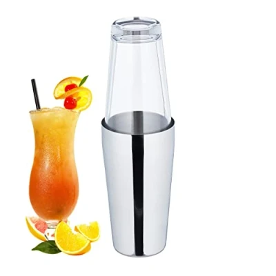 Immagine di Relaxdays Shaker da Cocktail, Boston Mixer Barista, 2 Parti, 400 e 600 ml, Acciaio Inox Vetro, Argento Trasparente, Inossidabile