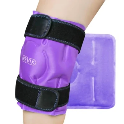 Immagine di REVIX Ghiaccio riutilizzabile per ginocchio infortuni, gel con terapia compressa fredda gonfiore, contusioni, recupero post chirurgia, applicazione mani libere
