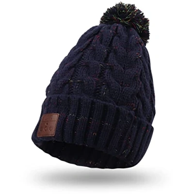Immagine di August EPA30 Bluetooth cap Berretto Invernale con Sistema di Cuffie Stereo Microfono Vivavoce e Batteria Ricaricabile Compatibile iPhone iPad Computer Tablet Smartphone Blu