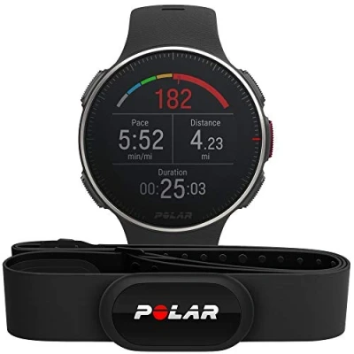 Immagine di Polar Vantage V Titan Sportwatch per Allenamenti Multisport e Triathlon, con GPS, Fascia Cardio H10 Inlcusa, Impermeabile, Nero/Rosso