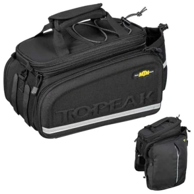 Immagine di Topeak MTM Multi Mount TrunkBag DXP, borsa da bicicletta impermeabile con lati espandibili per adattarsi ai portapacchi KLICKfix/Racktime Snapit o MIK, nero
