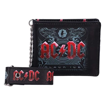 Immagine di Nemesis Now Embossed Wallet Portafoglio e Catena con Licenza Ufficiale AC/DC Black Ice Album Goffrato, Poliuretano, Nero, 11 cm