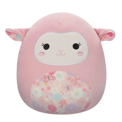 Immagine di Squishmallows SQCR05430 Lala l&#039;agnello rosa con orecchie e ventre floreali, 30,5 cm, multicolore