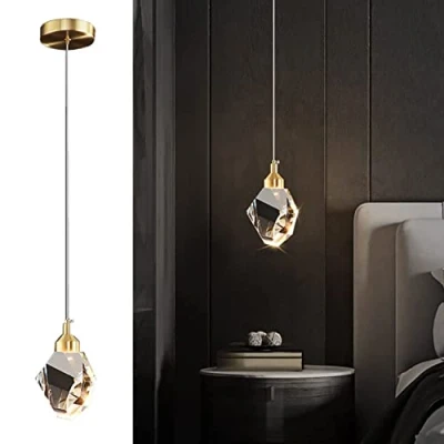 Immagine di Moderna Lampada A Sospensione In Cristallo, Cristallo LED 3 Colori, Per Cucina Isola Camera Da Letto Soggiorno Illuminazione Sala Pranzo (Oro)