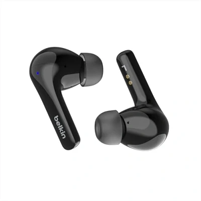 Immagine di Belkin SoundForm™ Motion Auricolari true wireless con cancellazione del rumore, custodia di ricarica wireless, 2 microfoni per auricolare; cuffie Bluetooth grado IPX5 iPhone e Samsung Nero