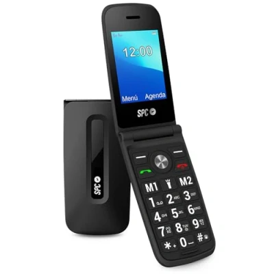 Immagine di SPC Titan Cellulare Flip per Anziani, Pulsanti e Tasti Grandi, Facile da Usare, Campanello notifiche Intelligenti, configurazione remota, 2 collegamenti ai contatti, USB C, Colore Nero