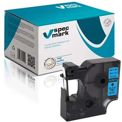 Immagine di Specmark compatibile con DYMO D1 6 24 mm tutti i colori per stampante LM Label Manager LP Point LW Writer DUO 6mm Nastro stampa blu/nero.