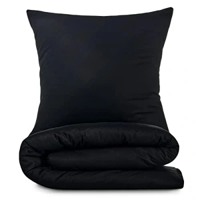 Immagine di Alreya Copripiumino Matrimoniale Renforcé 100% cotone 200 x cm Nero Completo letto con 2 federe 80 cerniera