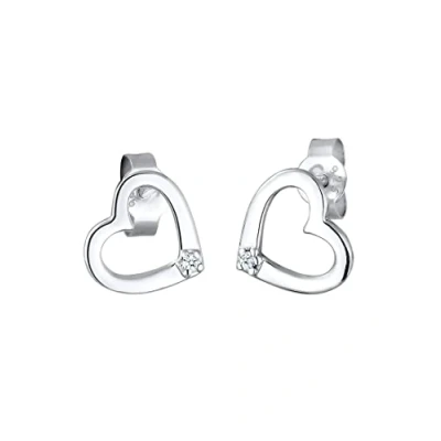Immagine di Elli DIAMONDS Orecchini Donne Auricolari Cuore Amore con Diamante (0,03 ct) in Argento Sterling 925