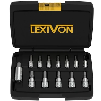 Immagine di LEXIVON Set di Chiavi a Bussola con Punta Esagonale per Chiave Dinamometrica, Cricchetto e Avvitatore Batteria, 13 pezzi Metrici 2 mm 14 mm, in Lega Acciaio S2, Valigetta (LX 141)