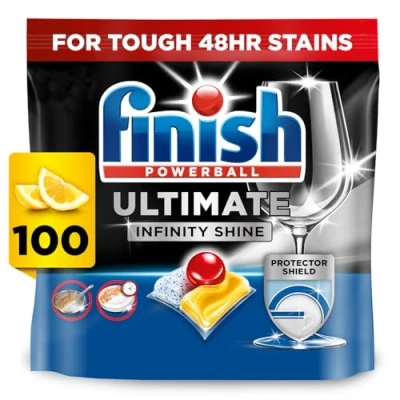 Immagine di Finish Ultimate Infinity Shine pastiglie per lavastoviglie Bulk Profumo: limone Dimensioni: 100 Clean and