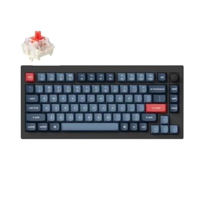 Immagine di Keychron V1 MAX Tastiera Meccanica Wireless, layout al 75% QMK/VIA programmabile con Hot swappable Gateron Jupiter Red Switch compatibile Mac Windows Linux Versione manopola (ANSI/US)