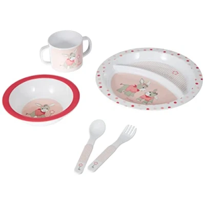 Immagine di Sterntaler Set da tavola, Emmi bambina, Piatto, Ciotola, Cucchiaio, Coltello, Tazza, Età: dai 6 mesi in su, Rosa