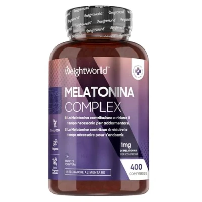 Immagine di Melatonina per Dormire 1mg, 400 Compresse 13+ Mesi, Camomilla con Forte, 1 Compressa a Sera, Pura Lento Rilascio Vitamina B6, Magnesio e Passiflora