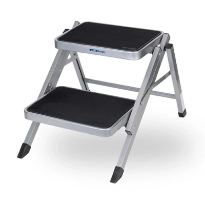 Immagine di BERGER Doppio Gradino Pieghevole con Gomma Antiscivolo Scaletta 2 gradini in Acciaio per Camper, Roulotte, Caravan, Garage &amp; Barca Scalino Accessori Camper Campeggio 40x40x60 cm